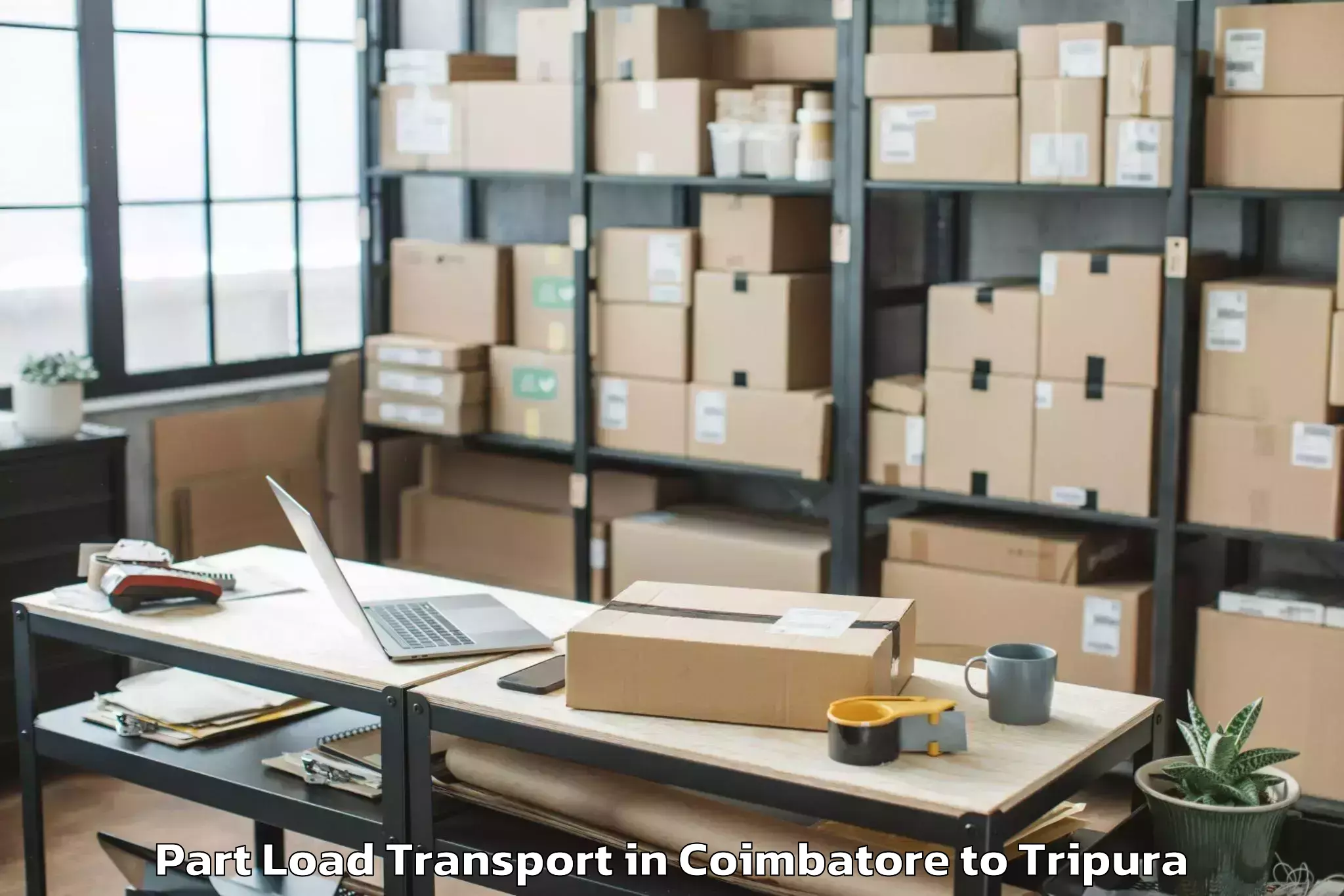 Top Coimbatore to Tulashikhar Part Load Transport Available